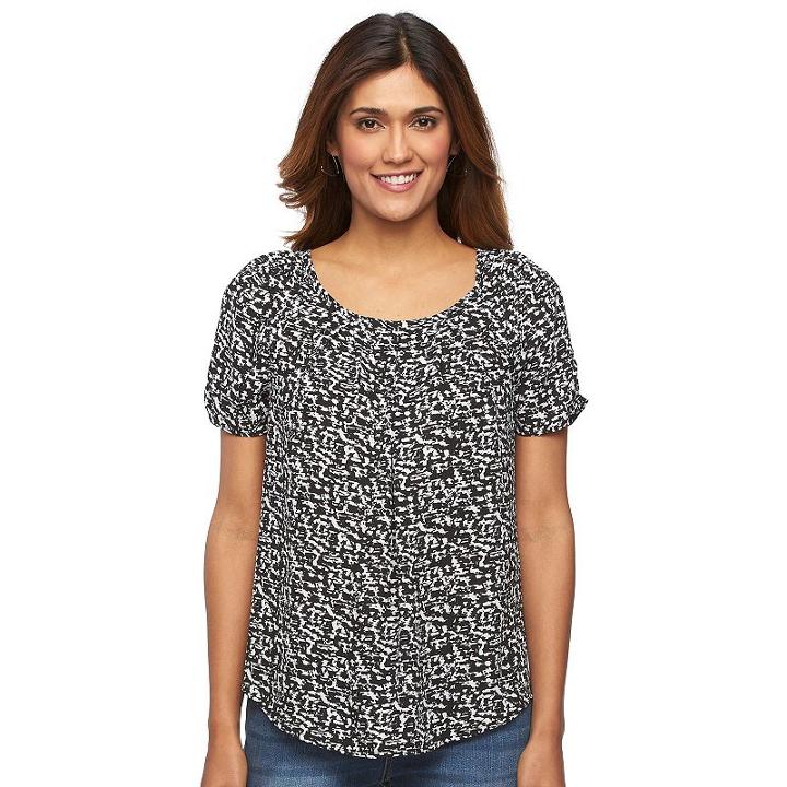 Apt. 9, Petite &reg; Pleated Peasant Top, Women's, Size: Xs Petite, Black