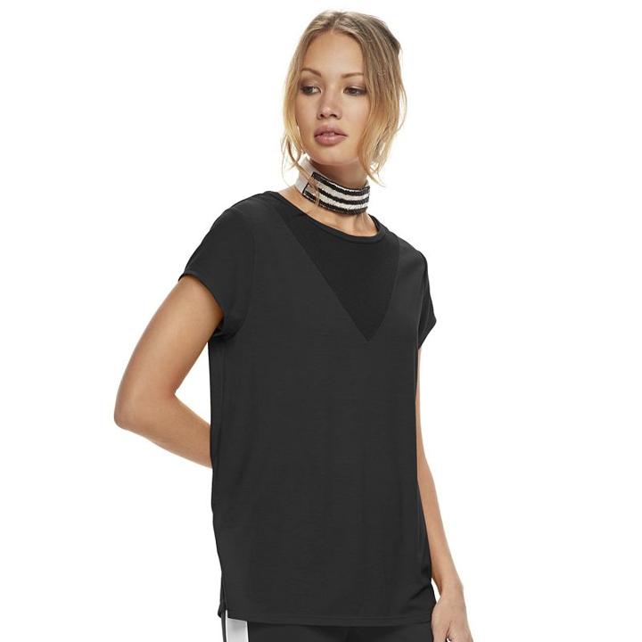 Madden Nyc Juniors' Mesh Yoke Solid Tee, Girl's, Size: Small, Oxford