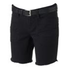 Juniors' Unionbay Belted Twill Bermuda Shorts, Girl's, Size: 9, Black