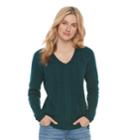 Women's Sonoma Goods For Life&trade; Cable Knit V-neck Sweater, Size: Xxl, Dark Green
