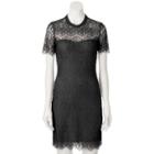Juniors' Almost Famous Lace Mock Neck Dress, Teens, Size: Medium, Black