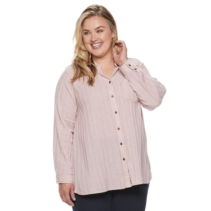 Plus Size Sonoma Goods For Life&trade; High-low Plaid Shirt, Women's, Size: 4xl, Dark Pink