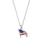 Logoart Sterling Silver American Flag Pendant Necklace, Adult Unisex, Size: 18, Multicolor
