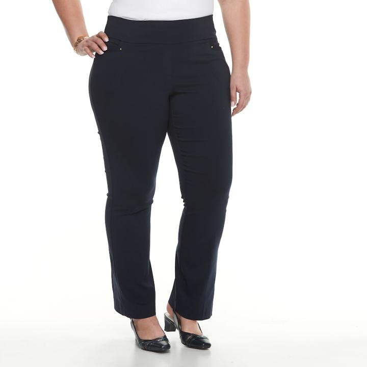 Plus Size Dana Buchman Pull-on Baby Bootcut Pants, Women's, Size: 2xl, Blue (navy)