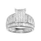 10k White Gold 2 Carat T.w. Diamond Cluster Engagement Ring, Women's, Size: 7