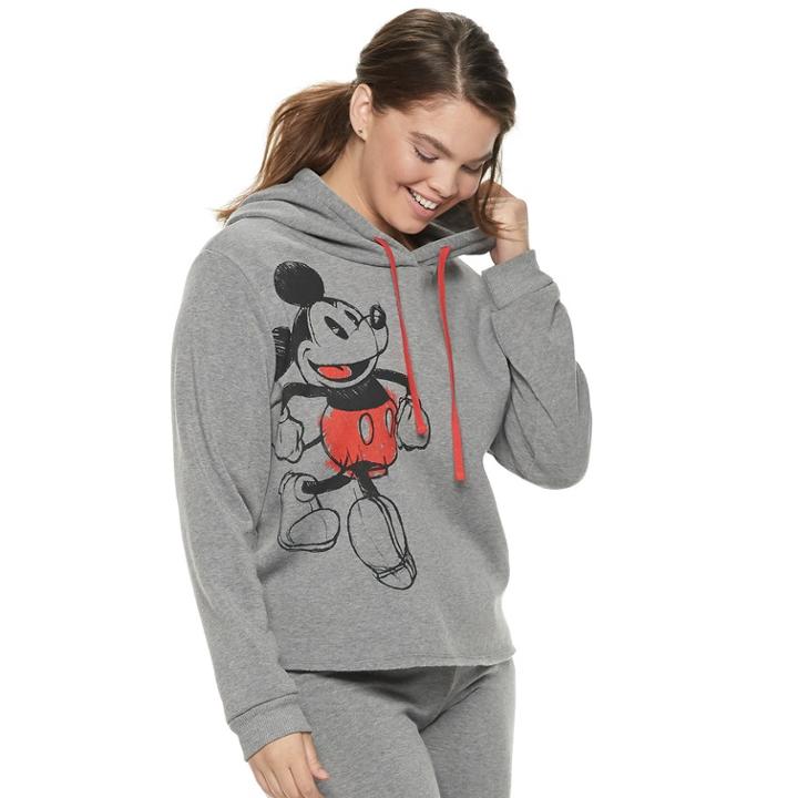 Disney's Mickey Mouse 90th Anniversary Juniors' Plus Size Fleece Hoodie, Teens, Size: 1xl, Gray Heather