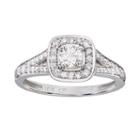 Cherish Always Round-cut Diamond Frame Engagement Ring In 10k White Gold (3/4 Ct. T.w.), Women's, Size: 7.50