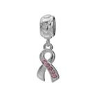 Individuality Beads Sterling Silver Crystal Breast Cancer Awareness Ribbon Charm, Women's, Pink