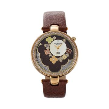 Akribos Xxiv Women's Fiora Diamond Leather Watch, Brown