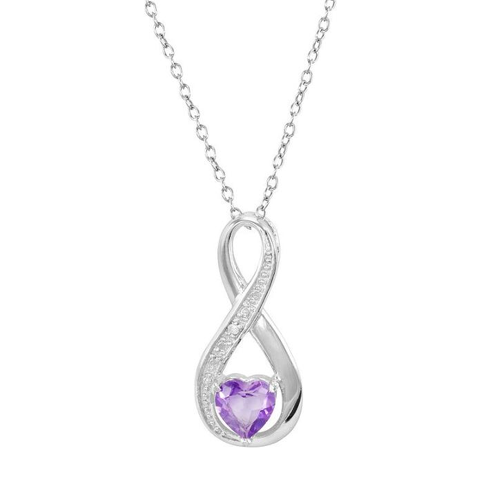 Radiant Gem Amethyst Sterling Silver Infinity Pendant Necklace, Women's, Size: 18, Purple