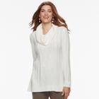 Women's Napa Valley Cable-knit Cowlneck Tunic, Size: Large, Natural