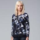 Petite Simply Vera Vera Wang Ikat Crinkle Top, Women's, Size: Xs Petite, Blue