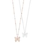 Lc Lauren Conrad Two Tone Filigree Butterfly Pendant Necklace Set, Women's, Multicolor