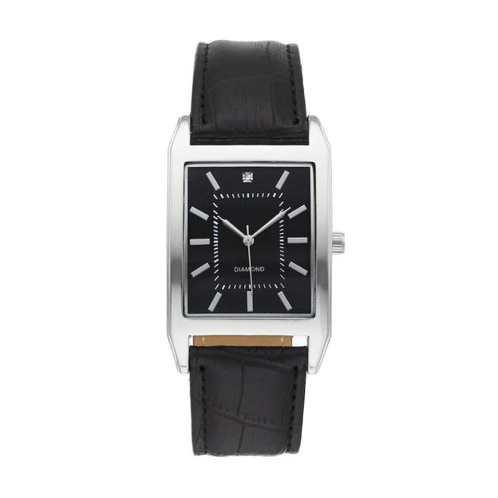 Men's Diamond Accent Dress Watch, Size: Medium, Black