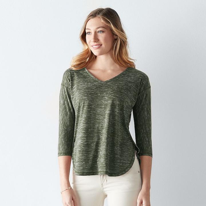 Women's Sonoma Goods For Life&trade; Relaxed V-neck Tee, Size: Large, Green