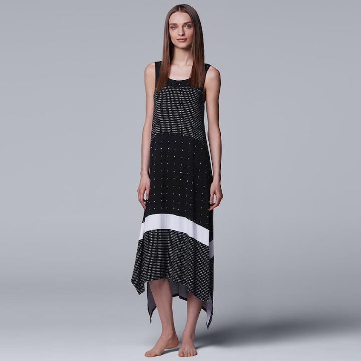 Women's Simply Vera Vera Wang High-low Shark-bite Chemise, Size: Large, Oxford