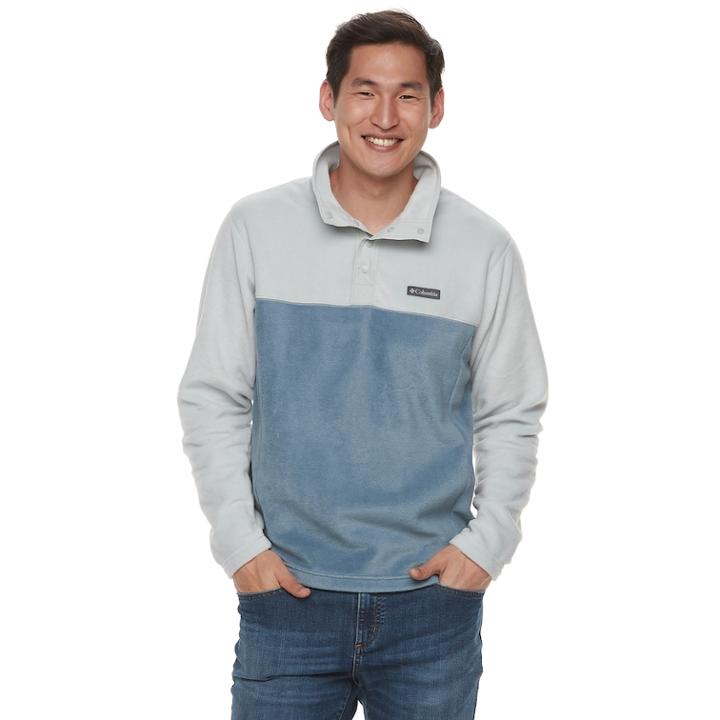 Big & Tall Columbia Flattop Ridge Colorblock Quarter-snap Fleece Pullover, Men's, Size: 3xl Tall, Turquoise/blue (turq/aqua)