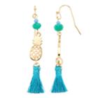 Lc Lauren Conrad Pineapple Nickel Free Blue Tassel Drop Earrings, Women's, Green