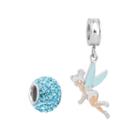 Disney Fairies Tinker Bell Sterling Silver Crystal Bead And Charm Set, Women's, Blue
