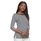 Women's Croft & Barrow&reg; Button-shoulder Tee, Size: Small, Black