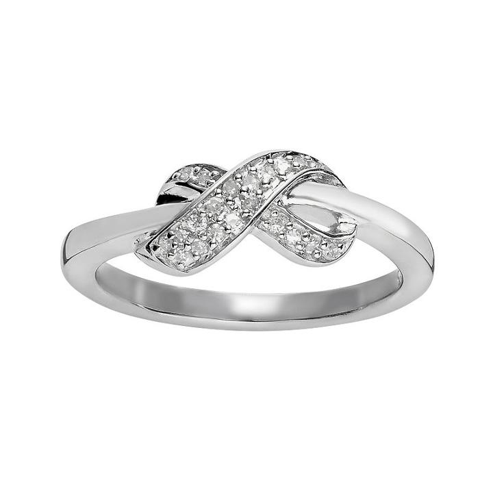 Sterling Silver 1/10-ct. T.w. Diamond Infinity Ring, Women's, Size: 6, White