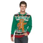 Men's Gingerbread Man Christmas Sweater, Size: Medium, Dark Green