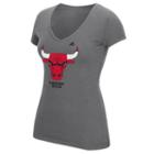Women's Adidas Chicago Bulls Netted Shine Logo Tee, Size: Medium, Grey