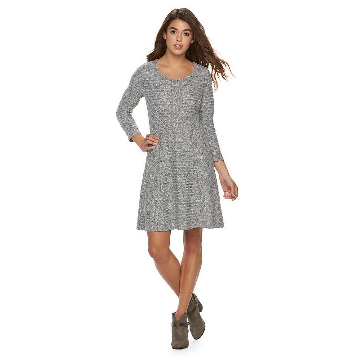 Juniors' Cloud Chaser Seamed Sweaterdress, Girl's, Size: Medium, White Oth