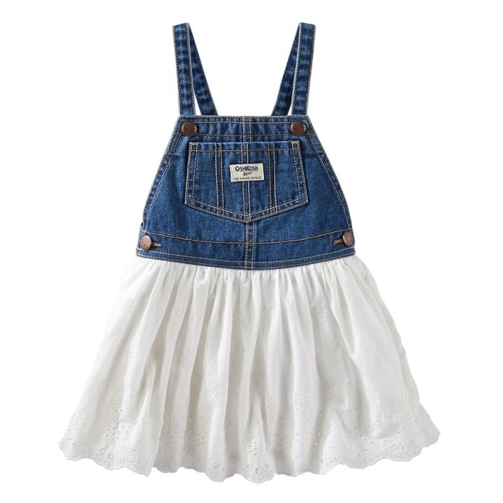 Toddler Girl Oshkosh B'gosh&reg; Eyelet Lace Denim Jumper, Size: 2t, White