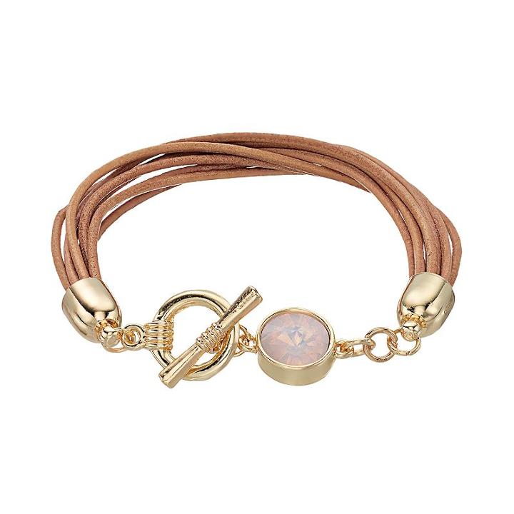 Lc Lauren Conrad Multi Strand Brown Cord Toggle Bracelet, Women's, Med Brown