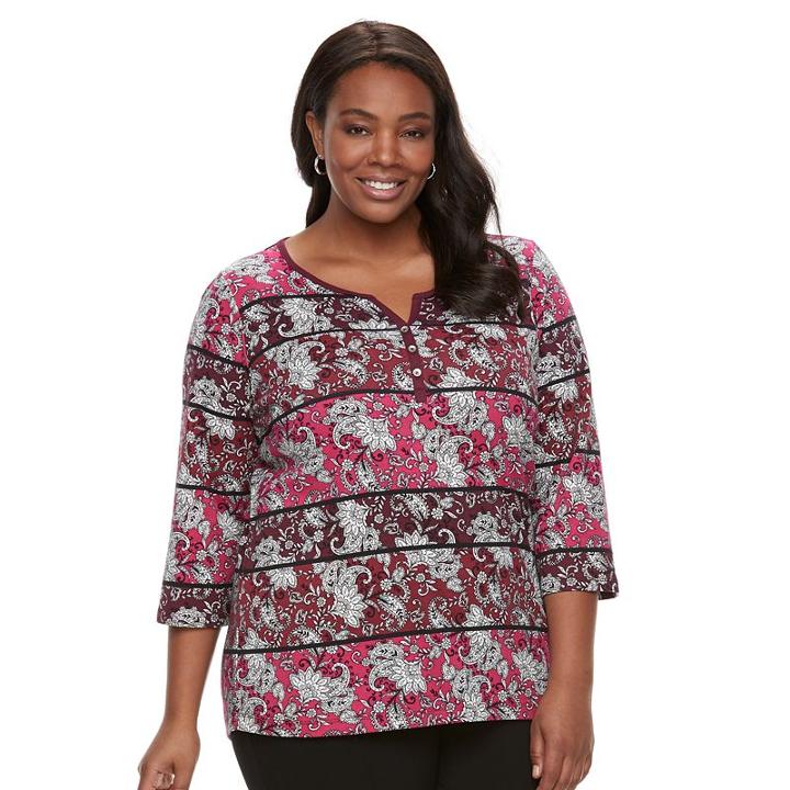 Plus Size Croft & Barrow&reg; Splitneck Tee, Women's, Size: 1xl, Med Purple