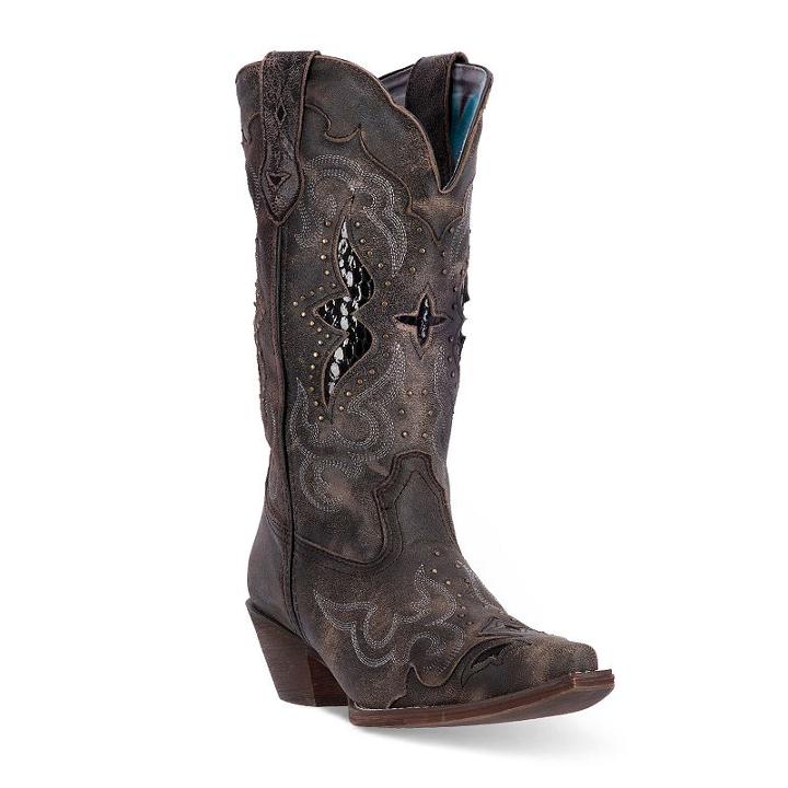 Laredo Lucretia Women's Snakeskin Print Cowboy Boots, Size: Medium (7.5), Black