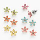 So Gold Tone Simulated Crystal Flower Stud Earring Set, Women's, Multicolor