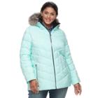 Plus Size Camryn Quilted Puffer Jacket, Women's, Size: 1xl, Turquoise/blue (turq/aqua)