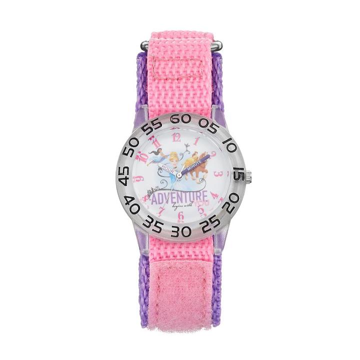 Disney Princess Cinderella, Jasmine & Belle Kids' Time Teacher Watch, Women's, Pink