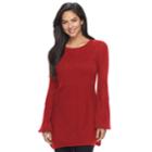Women's Apt. 9&reg; Ribbed Metallic Crewneck Sweater, Size: Large, Red