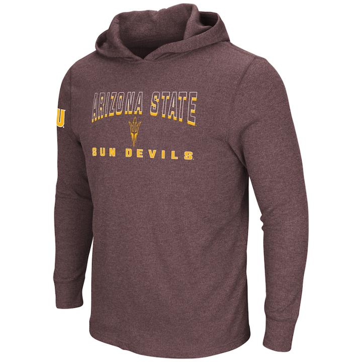 Men's Arizona State Sun Devils Thermal Hooded Tee, Size: Xl, Dark Red