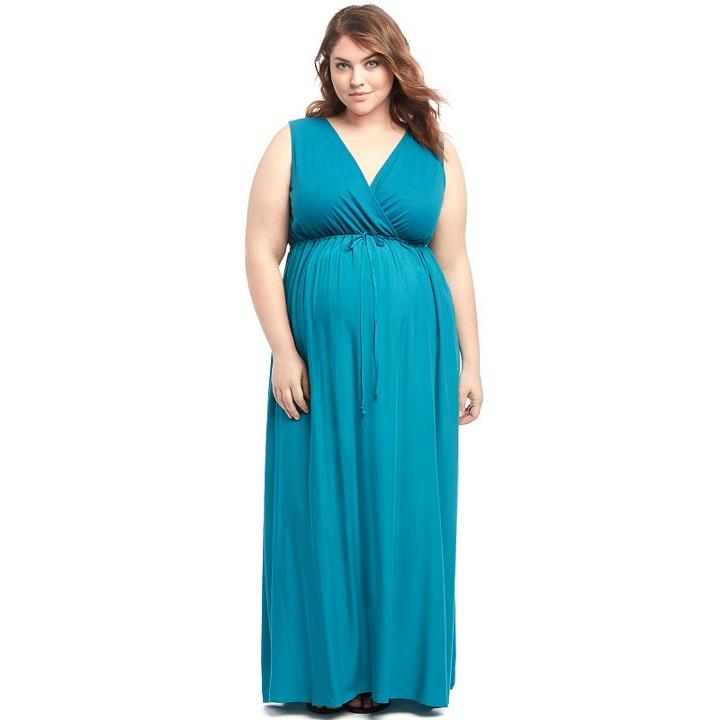 Plus Size Maternity Oh Baby By Motherhood&trade; Surplice Maxi Dress, Women's, Size: 2xl, Turquoise/blue (turq/aqua)
