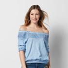 Women's Sonoma Goods For Life&trade; Crochet Off-the-shoulder Tee, Size: Small, Med Blue