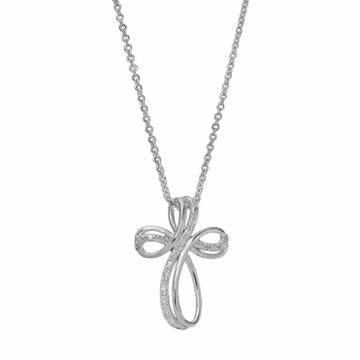 Delicate Diamonds Sterling Silver Cross Pendant Necklace, Women's, Grey