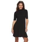 Petite Apt. 9&reg; Ribbed Mockneck A-line Dress, Women's, Size: Xl Petite, Black