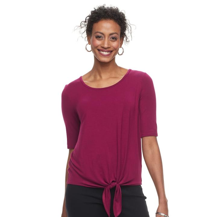 Women's Dana Buchman Tie-front Top, Size: Medium, Dark Pink