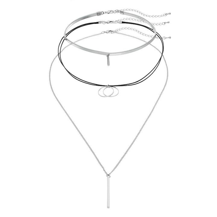 Hoop & Stick Necklace Set, Women's, Silver