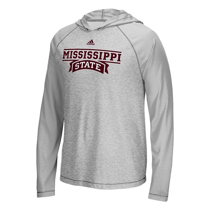 Men's Adidas Mississippi State Bulldogs Mark My Words Hooded Tee, Size: Small, Light Grey