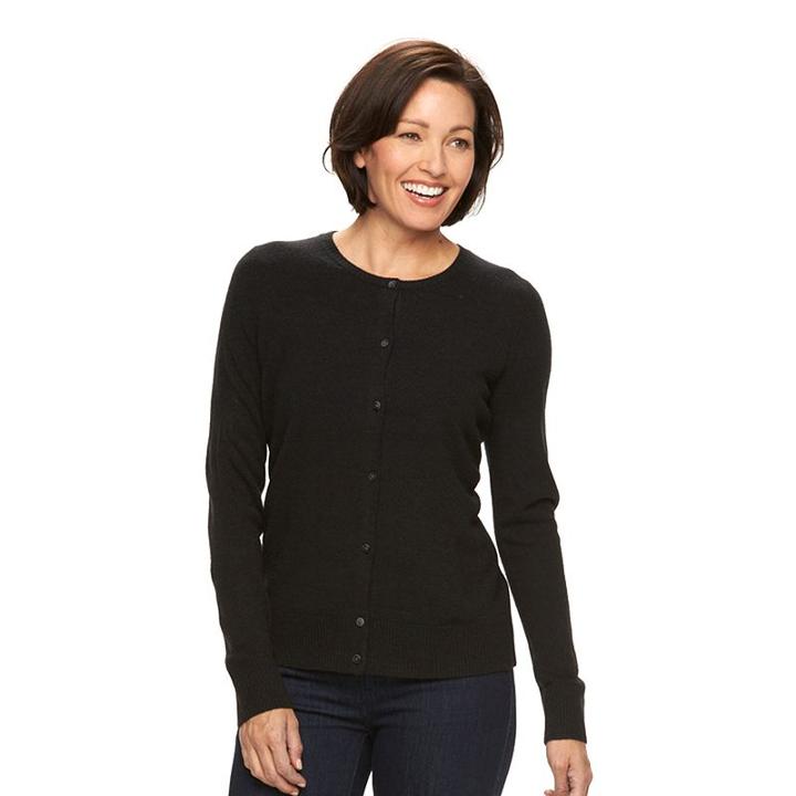 Women's Croft & Barrow&reg; Solid Button-front Cardigan, Size: Xl, Black