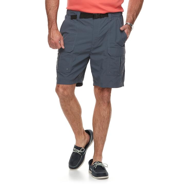 Big & Tall Croft & Barrow&reg; Outdoor Regular-fit Belted Performance Cargo Shorts, Men's, Size: 54, Dark Grey