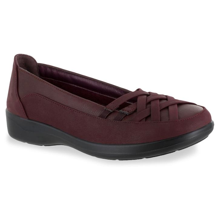 Easy Street Vista Women's Flats, Size: Medium (12), Dark Red