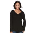 Juniors' Pink Republic V-back Long Sleeve Tunic, Teens, Size: Small, Black