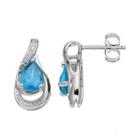 Sterling Silver Simulated Aquamarine Teardrop Earrings, Women's, Blue