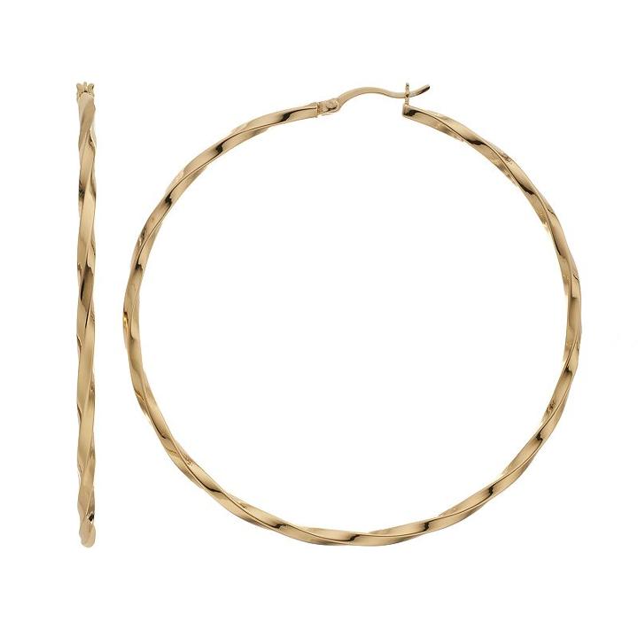 Amore By Simone I. Smith Sterling Silver Twist Hoop Earrings, Women's, Gold